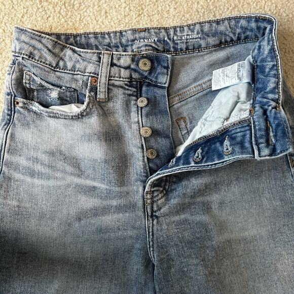 Old Navy Womens Jeans Size 4 High Rise O.G. Straight Blue Denim Light Wash 27x26 - Picture 3 of 11